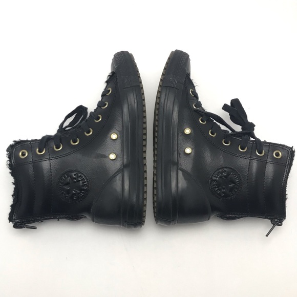 CONVERSE CT ALL STAR Sz 1 LEATHER FUR BOOT JUNIOR - Picture 7 of 8